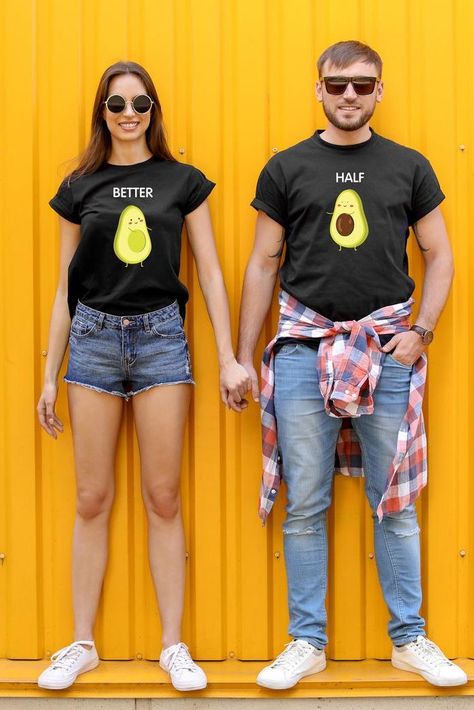 Avocado Couple, Cute Couples Costumes, Avocado Shirt, Funny Couple Shirts, Mrs Always Right, Matching Costumes, Couple Tees, Half Shirts, Matching Couple Shirts