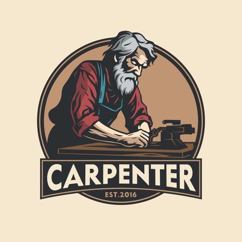 Carpenter woodwork craftsman Vintage badge logo Carpenter Logo, Vintage Badge Logo, Vintage Badge, Tree Saw, Badge Logo, Heart Tree, Cityscape Photos, Logo Banners, Nature Backgrounds