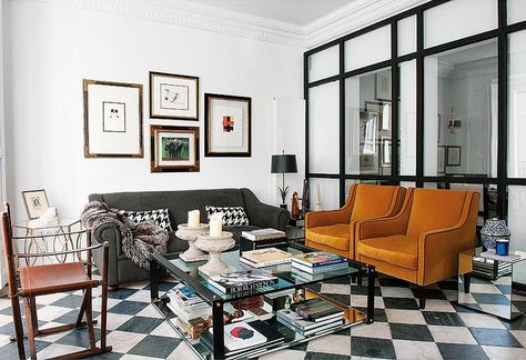 06-Interior Design | RÄL167-This Is Glamorous Spanish Apartment, Checkerboard Floor, Modern Renovation, Marble Fireplace, Design Salon, Ideas Casa, Elegant Dining Room, Design Del Prodotto, Beautiful Apartments