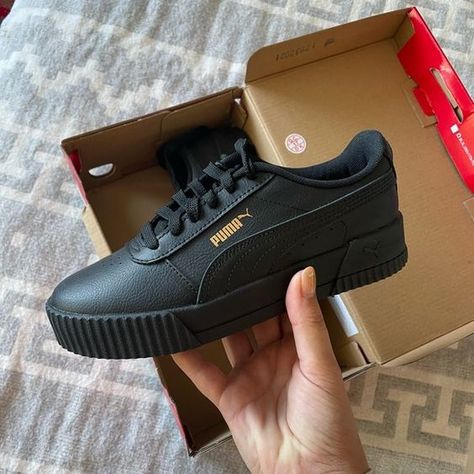 Puma Cali Sneakers Outfit, Puma Carina Sneakers, Puma Cali Sneakers, Puma Carina, Basic Shoes, Shopee Malaysia, Stunning Shoes, Black Puma, Black Gums