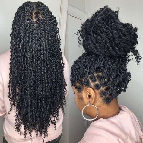 Goddess Passion Twists Crochet, Waist Length Passion Twists, Boho Passion Twists Crochet, Boho Passion Twists Hairstyle, Boho Passion Twists Black Women, Micro Passion Twists, Small Passion Twists, Boho Twists Black Women, Boho Passion Twists