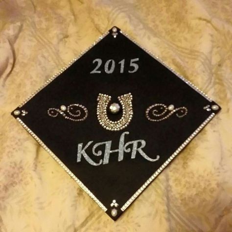 Kilynn's graduation cap #graduation #cap #highschool #equestrian #collegegraduation #college #graduation #cakes Equestrian Graduation Cap, Science Graduation Cap, College Graduation Cakes, Ffa Ideas, Cap Graduation, College Graduation Cap Decoration, Grad Cap Designs, Senior Ideas, Grad Caps