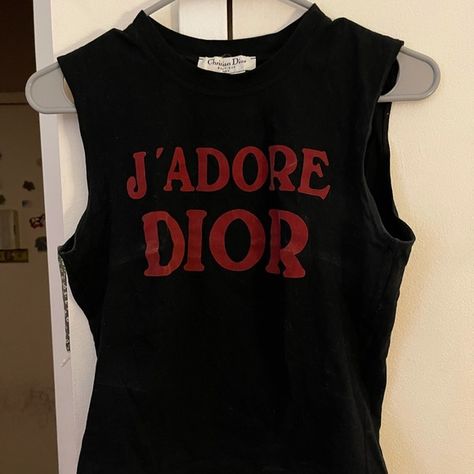 J’adore Dior vintage black and red top Vintage Dior Top, Dior Tshirt, J Adore Dior, Dior Clothing, Dior Hat, Dior Top, Dior Shirt, Dior Vintage, Stretchy Tops