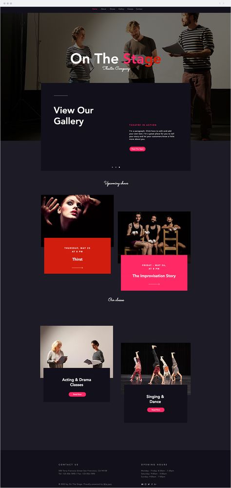 Theater Company Website Template Fashion Blog Website, Wix Blog, Blog Website Template, Drama Class, Wix Website Templates, Wix Templates, Diy Website, Create A Website, Theatre Company