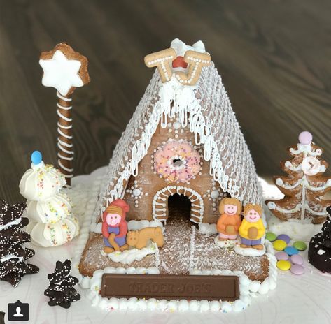 Trader Joe’s gingerbread house Trader Joes Gingerbread House Ideas, Trader Joe’s Gingerbread House, Gingerbread House Ideas, Gingerbread House Christmas, Gingerbread House Decorations, Christmas Apps, Christmas Village Display, Village Display, Christmas Gingerbread House