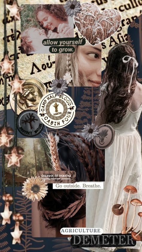 Cabin 4! Demeter goddess of the harvest. #percyjackson #cabin4 #demeter #demetercabin #demeteraesthetic Demeter Cabin, Aesthetic Cabin, Demeter Goddess, Percy Jackson Comics, Cabin Aesthetic, The Harvest, Half Blood, Camp Half Blood, Aesthetic Images