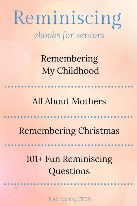 When you hear an elder's story you'll be glad you asked! We all love to reminisce and tell our life stories. Stories can be remembered by asking, by playing games, remember when prompts, and other reminiscing activities. At Caregivers Activity Source we love to reminisce! Reminiscing Activities For Seniors, Writing Autobiography, Dementiability Activities, Ideas For Seniors, Activities Director, Recreation Activities, Adult Activities, Recreational Therapy, Nursing Home Activities