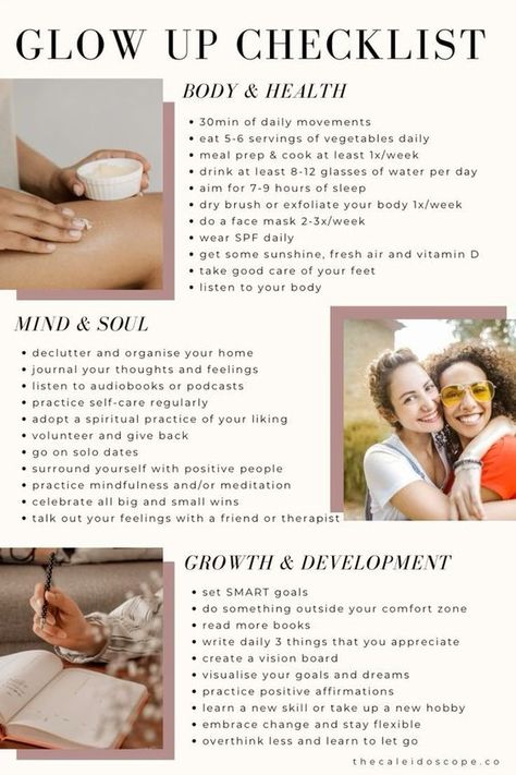 #beautywellness #selfcare #skincare #wellnessjourney #naturalbeauty #healthylifestyle #beautyrituals #mindfulness #selflove #beautyfromwithin #wellnessgoals #beautyhacks #wellnesscommunity #beautyinspiration #wellnessblogger Glowup Transformation, Glow Up Checklist, Selfcare Skincare, Self Care Bullet Journal, Vision Board Inspiration, Get My Life Together, Mind Body And Soul, Healthy Lifestyle Inspiration, Glow Up Tips