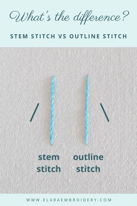 Contour Stitch Embroidery, Pretty Embroidery Stitches, How To Outline Stitch Embroidery, How To Embroider Outline Stitch, Best Embroidery Stitch For Outline, Contour Embroidery Stitch, Outline Stitch Embroidery Tutorial, Cross Stitch Outline, Stem Stitch Embroidery Motifs