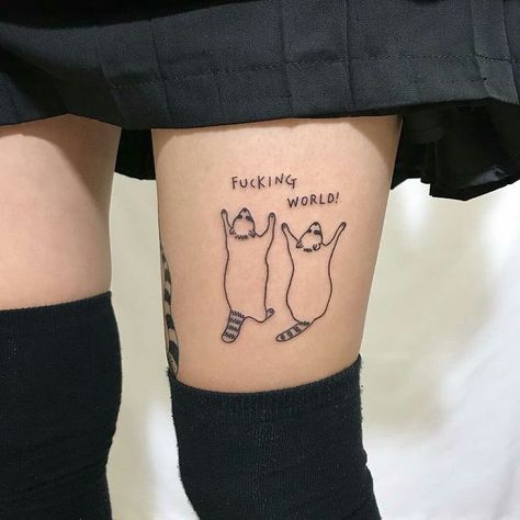 MEMES on Instagram: “Raccoons have a special place in my heart” Simple Raccoon Tattoo, Raccoon Tattoo Ideas, Raccoon Tattoos, Racoon Tattoo, Tato Flash, Raccoon Tattoo, Парные Тату, Poke Tattoo, Aesthetic Tattoo