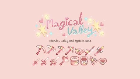 Magical Valley (ToolsnWeapons) at Stardew Valley Nexus - Mods and community Stardew Valley Coquette, Stardew Valley No Mods, Cute Stardew Valley Mods, Pink Stardew Valley, Stardew Valley Clothes Mod, Everskies Items, Stardew Valley Cute, Stardew Valley Mods, Stardew Mods