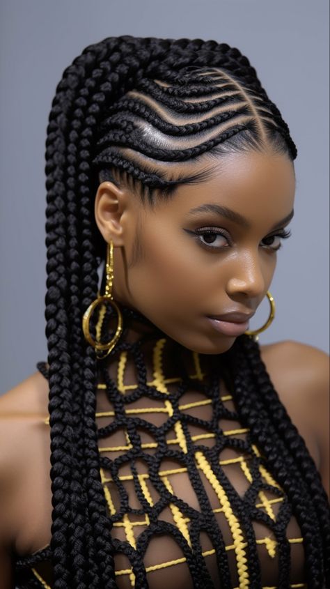 Latest Hair Braids, Hair Braid Patterns, Cornrows Braids For Black Women, Personaje Fantasy, Braided Hairstyles For Black Women Cornrows, Goddess Braids Hairstyles, African Hair Braiding Styles, Afrikaanse Mode, Box Braids Hairstyles For Black Women