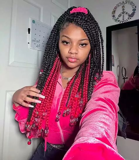 Peekaboo Braids: Inspiring Hairstyles for Every Occasion! - New Natural Hairstyles Hairstyles For Peekaboo Braids, Peekaboo Braids With Beads, Hairstyles For Braids For Box Braids, Peekaboo Box Braids, Peekaboo Braids, Black Box Braids, Inspiring Hairstyles, Black Kids Braids Hairstyles, New Natural Hairstyles