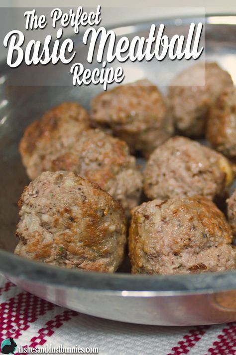 The Perfect Basic Meatball Recipe - Dishes & Dust Bunnies Recipes With Biscuits, Basic Meatball Recipe, Basic Meatballs, Meatballs And Gravy, Easy Biscuit Recipe, Meatball Recipes Easy, Pork Meatballs, Meatballs Easy, Meatball Recipe