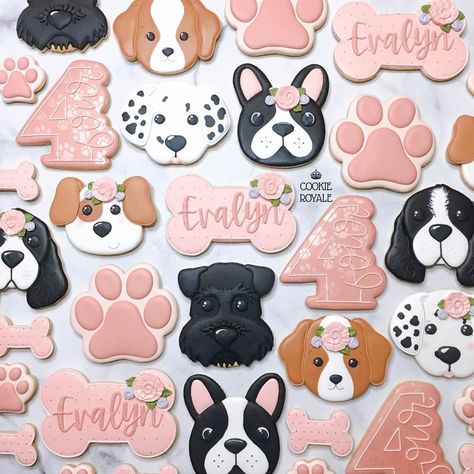 1st Birthday Cake Puppy Theme, Dogs 3rd Birthday, Puppy Theme Cookies, Puppy Party 2nd Birthday, Dog 3rd Birthday Party, Two Doggone Cute Birthday, Two Let The Dogs Out Birthday, Dog Themed Birthday Cookies, Puppy 2nd Birthday Party Girl