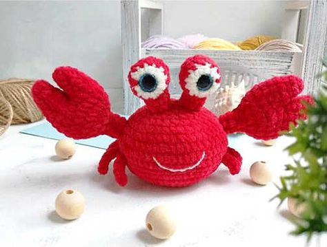 Crochet Sebastian Crab Free Pattern, Free Crochet Crab Pattern, Crab Amigurumi Free Pattern, Crab Crochet Pattern Free, Crochet Crab Pattern Free, Amigurumi Crab, Crab Crochet, Christmas Tree Skirt Crochet Pattern, Crochet Crab