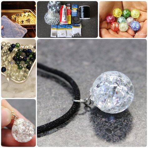 How to Turn Marbles into Crackle Bead Jewelry Marbles Crafts, Marble Necklace, Diy Marble, Marble Jewelry, Handmade Christmas Crafts, Glass Making, Diy Jewelry Necklace, Marble Art, Diy Crafts For Gifts