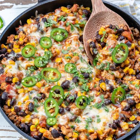 20 Minute Mexican-Style Casserole is the Perfect Weeknight Dinner Idea! | Clean Food Crush Clean Food Crush, Food Crush, Paleo Dinner, Clean Food, One Pan Meals, Dinner Idea, Clean Recipes, Turkey Recipes, Clean Eating Snacks