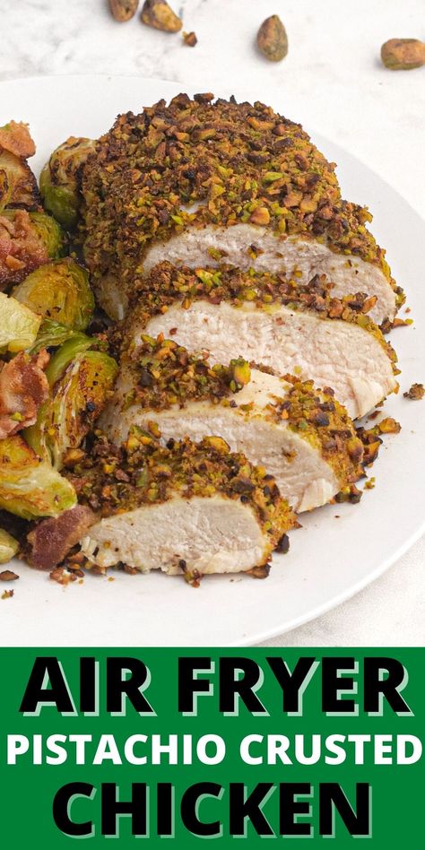 Delicious, and low carb, pistachio crusted chicken is a perfect family meal. Cooked in the air fryer, and topped with a coating of pistachios. Pistachio Crusted Chicken Air Fryer, Pistachio Chicken Recipe, Pistachio Crusted Chicken, Pistachio Chicken, Fried Chicken Thigh Recipes, Hormone Diet, Canada Food, Air Fry Recipes, Low Carb Meal Plan