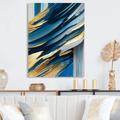 Bring Contemporary Abstraction to your home with this beautiful Metal Wall Décor. Available in several size, this "Bold Blue Brush Strokes II" Metal Artwork makes it the focal point of any room or office. | Mercer41 Bold Blue Brush Strokes II - Modern Metal Wall Decor blue/gray/Yellow 20.0 x 12.0 x 1.0 in | Home Decor | C100118288_1316702992 | Wayfair Canada Blue Brush Strokes, Family Picture Frame Wall, Yellow Home Decor, Blue Pictures, Accent Wall Decor, Abstract Wall Decor, Living Room Pictures, Custom Wall Art, Gray Yellow