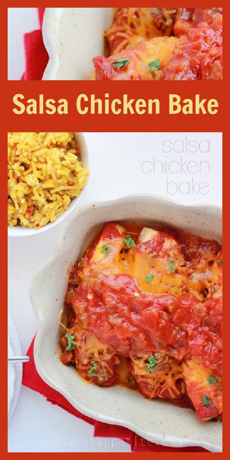 Salsa Chicken Bake Recipe | The best part about our Salsa Chicken Bake are all of the leftover possibilities! || cookingwithruthie.com #chickenbake #salsa #familydinner Leftover Salsa Recipes, Leftover Salsa, Easy Salsa Chicken, Salsa Chicken Bake, Chicken Bake Recipe, Easy Salsa, Salsa Chicken, Chicken Bake, Filling Dinner