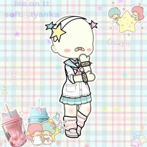 Matching Sanrio Outfits, Kawaii Gacha Life Oc Ideas, Gacha Life Sanrio Outfits, Gacha Star Outfits, Cutecore Gacha Life Outfits, Gacha Life Hello Kitty Outfits, Gacha Club Star Outfit, Gacha Sanrio Outfits, Sanrio Gacha Life