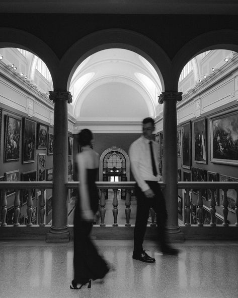 black and white stills from a + b’s engagement session in june, where we danced and ran around the museum grounds 🖤 . . keys: couples photoshoot, visual poetry, storytelling photography, connecticut photographer, wedding photographer, couples inspo, pinterest inspo, photographer, cinematic photography, cinematic photographer, east coast photographer, travel photographer, documentary style photos, candid, candid couples photos, unposed photographer, art, pinterest aesthetic, summer, fairytale... Museum Wedding Aesthetic, Documentary Style Engagement Photography, Museum Couple Photoshoot, Museum Shoot, Photography Cinematic, Art Pinterest, Storytelling Photography, Photographer Travel, Museum Wedding