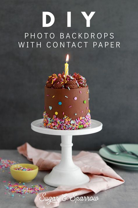 Learn how to make your own photography backgrounds with a little contact paper magic! Easy to make, super cheap, and perfect for food photography and product photography | Sugar & Sparrow | #contactpaper #diyphotobackgrounds #diyphotographybackgrounds #diybackdrop #photography #foodphotography #productphotography #cakephotography #cake #sugarandsparrow #cakes Diy Food Photography, Photography Background Diy, Cake Backdrops, Photography Backdrops Diy, Food Photography Background, Food Photography Tutorial, Diy Photo Backdrop, Baking Packaging, Paper Magic