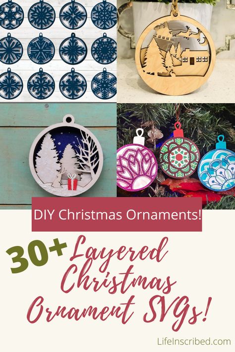 Ultimate List! 30+ Unique Layered Ornament SVG - LifeInscribed.com 3d Cardstock Ornaments, 3d Layered Paper Art Cricut Free Christmas, Cricut Layered Wood Projects, Layered Christmas Ornaments Svg, Layered Christmas Ornaments Svg Free, Layered Ornament Svg Free, Layered Ornament Svg, Layered Paper Ornaments, Layered Paper Ornaments Cricut