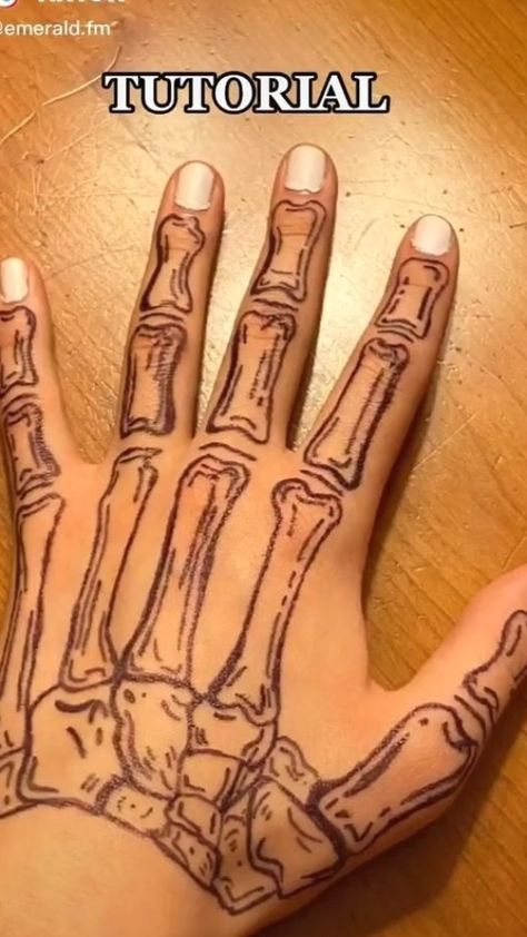 skeleton hand tutorial #skulltattoos #tattooideas Skeleton Hand Tutorial, Skeleton Hand Drawing Tutorial, Bone Hand Tattoo, Skeleton Hands Drawing, Hand Tutorial, Tattoo Tutorial, Small Wave Tattoo, Hands Tutorial, Bone Hand