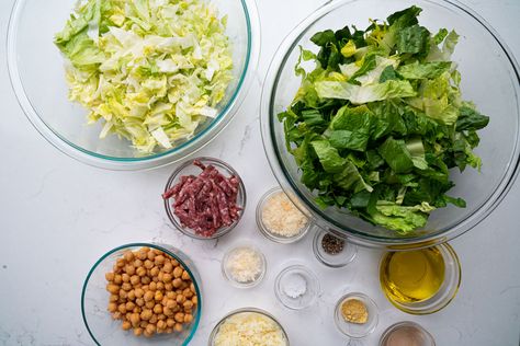 Scala Chopped Salad, Super Salads, Romaine Lettuce Salad, 12 Tomatoes, Lettuce Salad, Bariatric Recipes, Garbanzo Beans, Chopped Salad, Salad Side Dishes