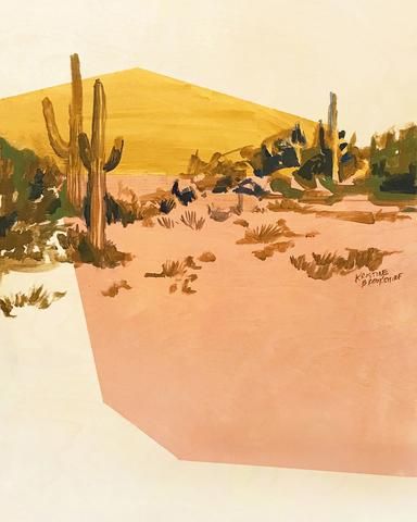 The Desert Collection – Kristine Brookshire Desert Scene, Wilde Westen, Cactus Painting, Desert Vibes, Desert Painting, Desert Art, Cactus Art, Painting Edges, Joshua Tree