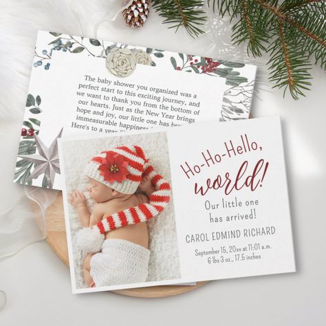 Holiday Birth Stats Announcement Baby Shower Photo Baby Holiday Card, Joy Craft, Birth Announcement Cards, Thank You Card Design, Birth Announcement Card, Baby Shower Thank You Cards, Baby Shower Photos, Birth Stats, Baby Shower Thank You