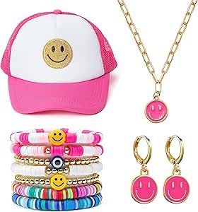 Kidcore Earrings, Bracelets Preppy, Face Cap, Hat Y2k, Preppy Bracelets, Summer Beach Jewelry, Preppy Jewelry, Y2k Necklace, Surfer Bracelets