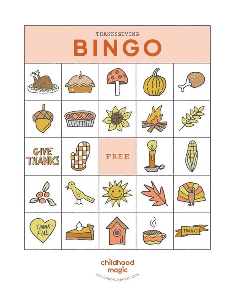 Thanksgiving Bingo - Childhood Magic Turkey Bingo Free Printable, Thanksgiving Bingo Printable Free, Thanksgiving Bingo Free, Turkey Template, Thanksgiving Word Search, Printable Bingo Cards, Thanksgiving Bingo, Thanksgiving Books, Thanksgiving Words