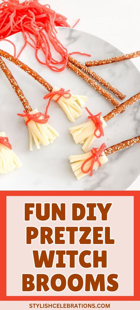 Fun DIY Pretzel Witch Brooms Party Food Diy Broomstick, Witch Brooms, Wizard Party, Dragon Party, Kids Party Food, Food Kids, Witch Broom, Brooms, Fun Diy