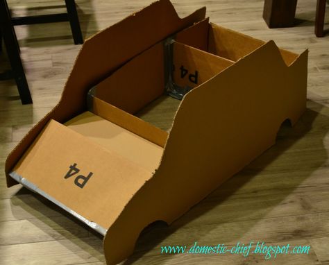 My oldest son has a car party coming up at school.  For this project we had to design a cardboard box car that he could carry around the tra... Police Car Costume, Car Out Of Cardboard, Kindy 500, Cardboard Cars, Cars Halloween Costume, Car Costume, Cardboard Box Car, Police Officer Costume, Kids Police