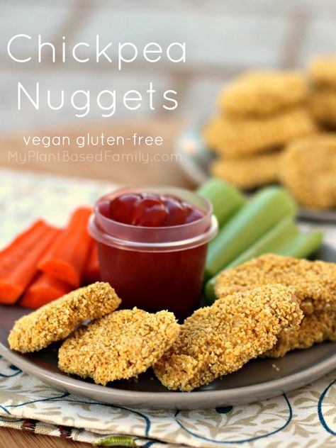 Chickpea Nuggets - My Plant-Based Family Chickpea Nuggets, Resep Vegan, Nuggets Recipe, Vegan Kids, Eat Healthier, Vegan Foodie, Vegan Cooking, Vegan Foods, Chicken Nuggets