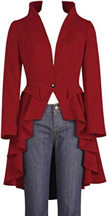 High Low Fashion, Suede Jacket Women, Red Gothic, Jewelry Victorian, Stand Collar Jackets, Gothic Victorian, Red Blazer, Red Coat, Gothic Jewelry