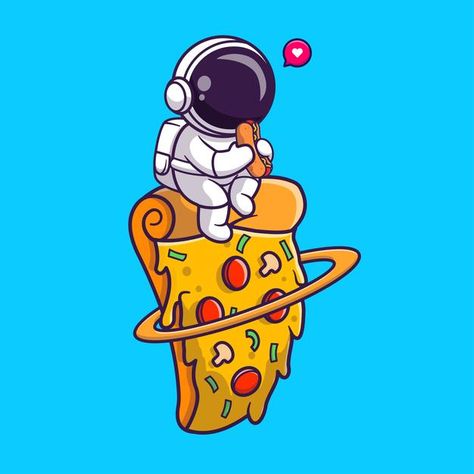 Planet Cartoon, Science Food, Illustration Science, Astronaut Illustration, Coffee Cartoon, Cute Astronaut, Pizza Planet, Canvas Learning, Cute Wallpapers Quotes