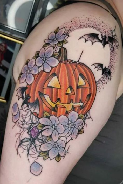 Cute Halloween Tattoos, Halloween Tattoo Ideas, Revelation Tattoo, Lantern Tattoo, Pumpkin Tattoo, Autumn Tattoo, Witch Tattoo, Theme Tattoo, Spooky Tattoos