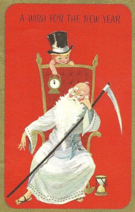 Happy New Year Vintage Postcard Happy New Year Vintage, New Year Cards Handmade, Vintage Bizarre, New Year Vintage, Vintage Happy New Year, Festivus For The Rest Of Us, Baby New Year, New Year Illustration, Homemade Card