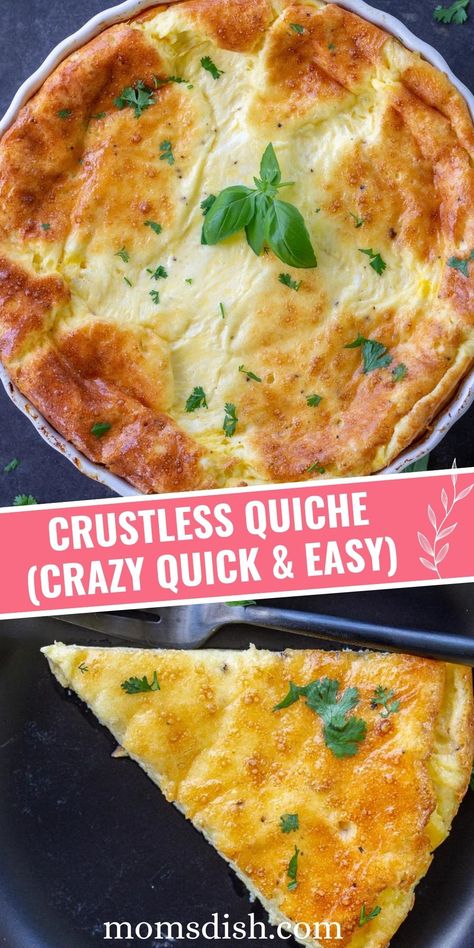 Fluffy Quiche, Quish Recipes, Easy Crustless Quiche, Kiesh Recipes, Egg Quiche Recipes, Quiche Recipes Crustless, Crustless Quiche Recipe, Brunch Parties, Living Motivation