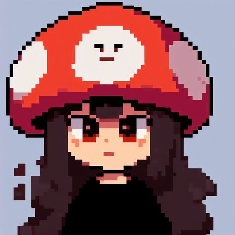 Pixel icon of a girl with red mushroom hat(*´∀`) Piskel Art, Pixel Art Background, Cute Headers For Twitter, Mushroom Hat, Pixel Art Tutorial, Arte 8 Bits, Red Mushroom, Cool Pixel Art, Pixel Art Characters