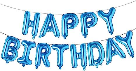 Happy Birthday Balloons, Aluminum Foil Banner Balloons for Birthday Party Decorations and Supplies (Blue) Happy Birthday Balloon Banner, Balloons For Birthday, Birthday Lights, One Balloon, Happy Birthday Lettering, Birthday Letters, Blue Foil, Birthday Party Celebration, Balloon Banner