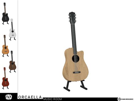 The Sims Resource - Orcaella Acoustic Guitar Sims 4 Cc Functional Instruments, Sims 4 Cc Guitar, Sims 4 Guitar Cc, The Sims 4 Skin, Umbrella Holder, Outdoor Halloween, Sims Resource, Vintage Guitars, The Sims