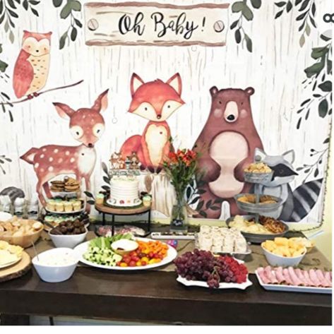 Woodland New Woodland Animals Oh Baby Backdrop Baby Shower Gender Reveal Birthday Party Owl Fox Deer Bear Raccoon Size: 5' X 3' Color: Various White Background Thank You For Visiting My Closet See Pictures For More Details Hc1 Oh Baby Backdrop, Welcome Baby Cake, Fawn Animal, Woodland Backdrop, Woodland Creatures Baby Shower, Baby Backdrop, Adventure Baby Shower, Baby Cake Topper, Baby Shower Party Supplies