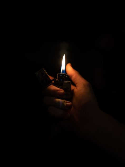 Lighter In The Dark, Lighting Ciggerate Reference, Person Holding Lighter Reference, Fire Lighter Aesthetic, Zippo Aesthetic, Lighter Pose, Holding Lighter Reference, Lighter Reference, Zippo Lighter Aesthetic