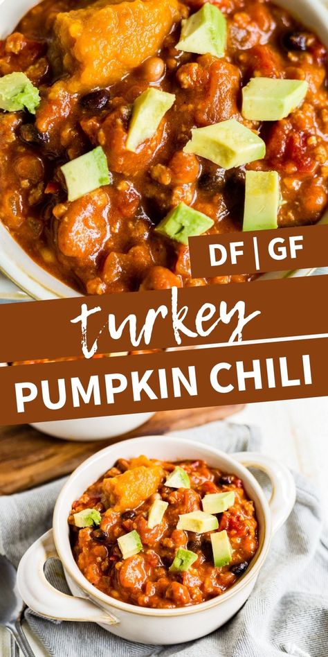 Fall Dinner Recipes Crockpot, Crockpot Dairy Free, Gluten Free Dairy Free Dinner, Turkey Pumpkin Chili, The Best Turkey, Caprese Salad Recipe, Turkey Pumpkin, Pumpkin Chili, Clean Eating Lunch And Dinner Recipes