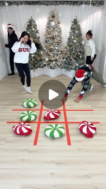 The Smily Fam on Instagram: "Christmas Tic Tac Toe Race! 🎄 #christmas #family #game" Diy Christmas Party Games For Kids, Christmas Activities For Kids At Home, Christmas Carnival Games, Games To Play At Christmas With Family, Xmas Games For Family, Christmas Game Ideas, Christmas Tic Tac Toe, Kids Christmas Games, Christmas Party Games For Kids